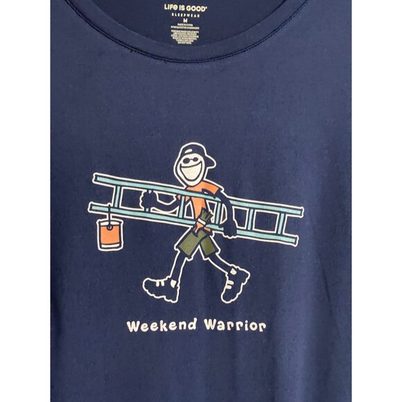 Life Is Good Sleepwear Weekend Warrior Long Sleeve Shirt Mens M Navy Blue - Picture 2 of 5